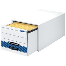 Bankers Box Stor/Drawer Steel Plus Drawer File, Letter Size, 23 1/4" x 12 1/2" x 10 3/8", 60% Recycled, White/Blue, Pack Of 6