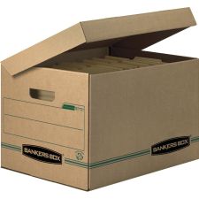 Bankers Box Systematic Standard-Duty Storage Boxes, Letter/Legal Size, 10" x 12" x 15", Kraft/Green, Case Of 12 - 12772