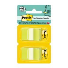 Post-it Flags, 1" x 1 -11/16", Bright Green, 50 Flags Per Pad, Pack Of 2 Pads