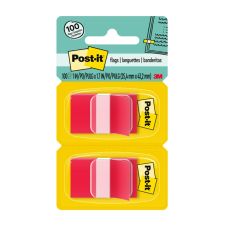 Post-it Notes Flags, 1" x 1-7/10", Red, 50 Flags Per Pad, Pack Of 2 Pads