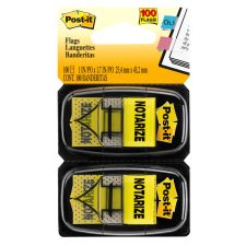 Post-it Printed Flags, "Notarize", 1" x 1 -11/16", Yellow, 50 Flags Per Pad, Pack Of 2 Pads