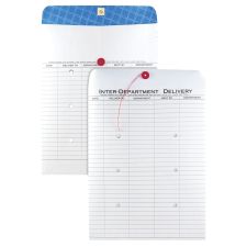 Quality Park Treated Interdepartment String & Button Closure Envelopes, 10" x 13", White, Box Of 100