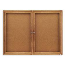 Quartet Classic Enclosed Cork Bulletin Board, 48" x 36", Wood Frame With Brown Finish