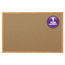 Quartet Economy Cork Bulletin Board, 24" x 36", Wood Frame With Oak Finish