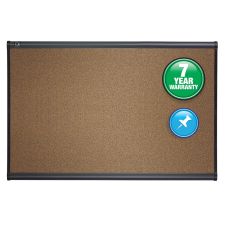 Quartet Select Prestige Color Cork Bulletin Board, 24" x 36", Aluminum Frame With Graphite Finish