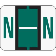 Smead BCCR Bar-Style Permanent Alphabetical Labels, N, Dark Green, Roll Of 500