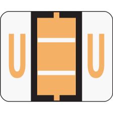 Smead BCCR Bar-Style Permanent Alphabetical Labels, U, Light Orange, Roll Of 500