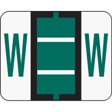 Smead BCCR Bar-Style Permanent Alphabetical Labels, W, Dark Green, Roll Of 500
