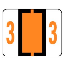 Smead BCCRN Bar-Style Permanent Numerical Labels, 3, Dark Orange, Roll Of 500