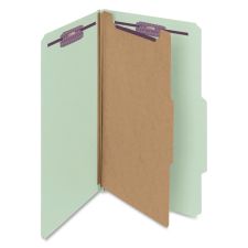 Smead Classification Folders, Pressboard With SafeSHIELD Fasteners, 1 Divider, 2" Expansion, Legal Size, 100% Recycled, Gray/Green, Box Of 10