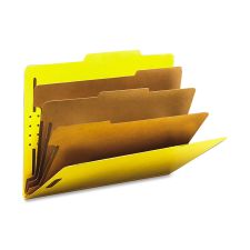 Smead Classification Folders, Top-Tab With SafeSHIELD Coated Fasteners, 3 Dividers, 3" Expansion, Letter Size, 50% Recycled, Yellow, Box Of 10