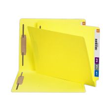 Smead Color End-Tab Folders With Fasteners, Straight Cut, Letter Size, Yellow, Pack Of 50