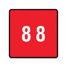 Smead DCC and DCCRN Color-Coded Numeric Labels, SMD67428, "Number", 1 1/2"W x 1 1/2"L, Red, 250 Per Roll