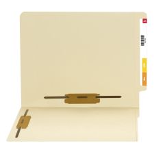 Smead End-Tab Folders With 2 Fasteners, Straight Cut, Letter Size, Manila, Pack Of 50