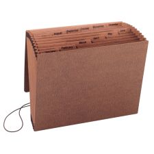Smead TUFF Expanding File With Flap & Elastic Cord, 12 Pockets, Monthly, 12" x 10" Letter Size, 30% Recycled, Brown