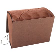 Smead TUFF Expanding File With Flap & Elastic Cord, 21 Pockets, A-Z, 12" x 10" Letter Size, 30% Recycled, Brown