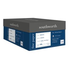 Southworth #10 Business Envelopes, 25% Cotton Linen, Gummed Seal,24 Lb, White, Box Of 250
