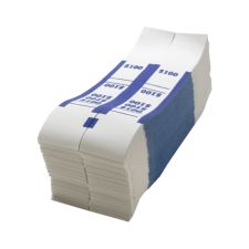 Sparco Kraft Paper ABA Bill Straps, $100, Blue/White, Box Of 1,000