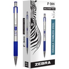Zebra Pen F-301 Stainless Steel Ballpoint Pens - Fine Pen Point - 0.7 mm Pen Point Size - Refillable - 27120