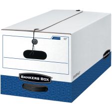 Bankers Box Liberty FastFold Heavy-Duty Storage Boxes, Letter Size, White/Blue, 24 x 15" x 10", Case Of 4 - 0001103