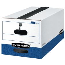 Bankers Box Liberty Plus Heavy-Duty Storage Boxes , Letter Size, 24" x 12" x 10", White/Blue, Case Of 12 - 1111104