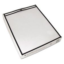 C-Line Stitched Shop Ticket Holders, Heavy-Duty, Top Load 12 x 15 Insert, Clear Front, Black Border, 25/Box