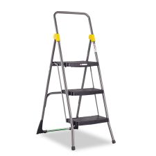 Cosco Commercial 3-Step Folding Stool, 300 lb Capacity, 20.5 x 32.63 x 52.13, Gray