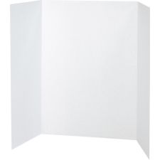Pacon 80% Recycled Single-Walled Tri-Fold Presentation Boards, 48" x 36", White, Carton Of 24