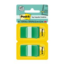 Post-it Flags, 1" x 1 -11/16", Green, 50 Flags Per Pad, Pack Of 2 Pads
