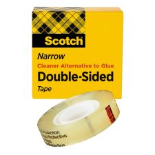 Scotch 665 Permanent Double-Sided Tape, 1/2" x 900", Clear