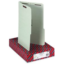 Smead Pressboard Fastener Folders With SafeSHIELD Coated Fastener Technology, 8 1/2" x 14", Legal Size, Gray/Green, Box Of 25 Folders