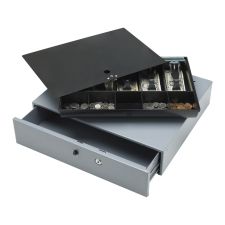 Sparco Cash Drawer With Removable Tray, 3.8" x 17.8" x 15.8", Black/Gray