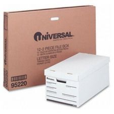 Universal Medium-Duty Easy Assembly Storage Box, Letter Files, White, 12/Carton