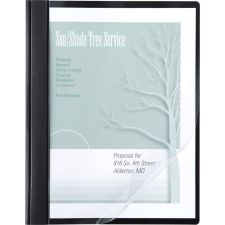 ACCO Poly Clear Front Report Cover, 8 1/2" x 11", 1/2" Folder Capacity, Black/Clear, Pack of 10
