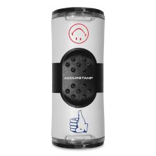 ACCUSTAMP Dual Message Pre-Inked Round Stamp, Smiley Face/Thumbs-Up, 0.63" dia, Red/Blue