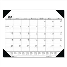 House of Doolittle Recycled Economy Academic Desk Pad Calendar, 22 x 17, White/Black Sheets, Black Headband, 14-Month: July 2025 to Aug 2026