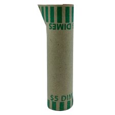 PAP-R Tubular Coin Wrappers - Total $5.0 in 50 Coins of 10 Denomination - Heavy Duty, Burst Resistant - Kraft - Green