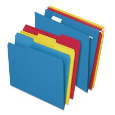 Pendaflex Combo Filing Kit, Letter Size, (12) 1/5-Cut Exterior Hanging File Folders, (12) 1/3-Cut File Folders, Assorted Colors