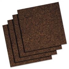 Quartet Cork Panels, 12" x 0.38" x 12", Brown, 4/Pack