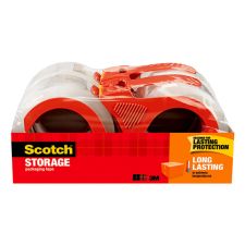 Scotch Long Lasting Storage Packing Tape, 4 Tape Rolls with Dispensers, 1 7/8 in x 38.2 yd, 3" Core, Storage Tape Seals Moving Boxes, Clear