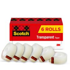Scotch Transparent Tape, 6 Tape Rolls, 3/4 in x 1296 in, Home Office Supplies and School Supplies for College and Classrooms