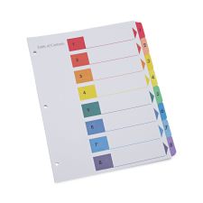 Universal Deluxe Table of Contents Dividers for Printers, 8-Tab, 1 to 8; Table Of Contents, 11 x 8.5, White, 6 Sets