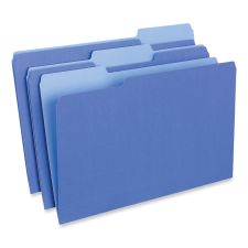 Universal Interior File Folders, 1/3-Cut Tabs: Assorted, Legal Size, 11-pt Stock, Blue, 100/Box