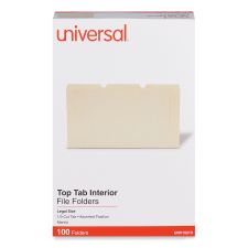 Universal Interior File Folders, 1/3-Cut Tabs: Assorted, Legal Size, 9.5-pt Manila, 100/Box