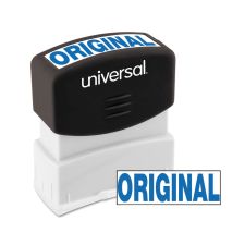 Universal Pre-Inked Message Stamp, Original, 1 11/16" x 9/16" Impression, Blue