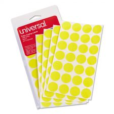 Universal Self-Adhesive Removable Color-Coding Labels, 0.75" dia, Yellow, 28/Sheet, 36 Sheets/Pack
