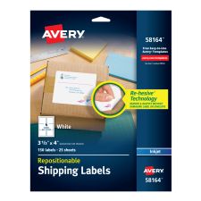 Avery Repositionable Inkjet Shipping Labels, 3 1/3" x 4", White, Pack Of 150, 58164, 3 1/3" x 4", White, Pack Of 150