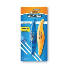 BIC Wite-Out Brand Exact Liner Correction Tape, Non-Refillable, 0.2" x 19.67 ft, White Tape, Assorted Dispenser Colors, 2/Pack