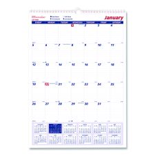Brownline Twin-Wirebound Wall Calendar, One Month per Page, 12 x 17, White/Blue Sheets, 12-Month (Jan to Dec): 2026