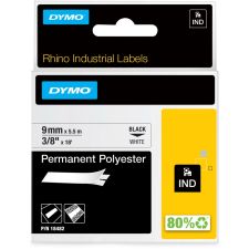 DYMO Rhino Permanent Poly Labels, DYM18482, Permanent Adhesive, 3/8"W x 18'L, Direct Thermal, White, Polyester